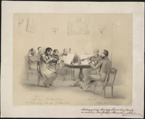 Ансамбль Виельгорского. Литография П. Рорбаха. 1840-е. (А.Ф. Львов – слева, в мундире)