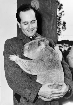 И.Д. Ойстрах держит на руках коалу. Первая половина 1960-х