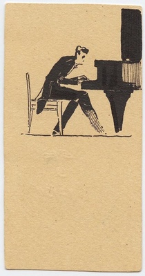 Н. Ширяева. «В.В. Софроницкий за роялем». Рисунок. 1930-е