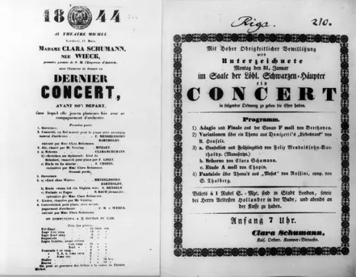 Программа концертов Клары Шуман в Михайловском театре в Санкт-Петербурге (17 марта 1844) и в Риге (31 января 1844)