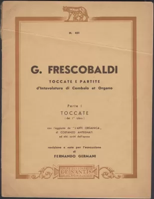 Д. Фрескобальди. Токката. Книга 1. Для органа. Рим, 1936