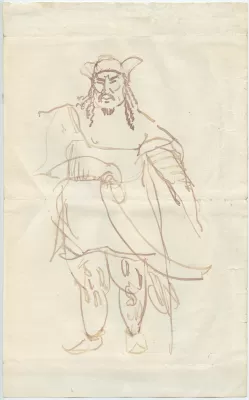 Ф.И. Шаляпин, набросок «Хан Кончак» (из оперы А.П. Бородина «Князь Игорь»). 1913