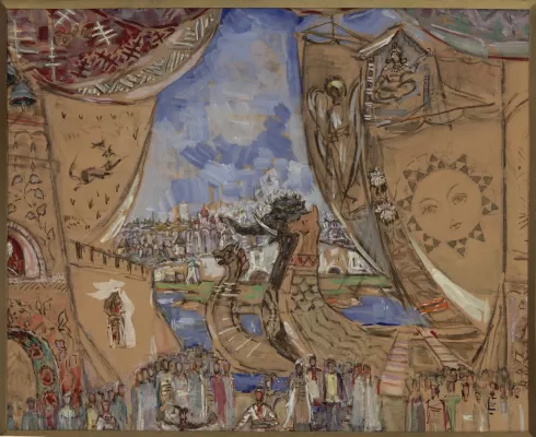 Александр Головин «Пристань». Эскиз декорации к опере «Садко». Мариинский театр, 1900-е