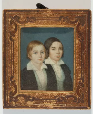 Неизвестный художник. Братья А.Г. и Н.Г. Рубинштейны в детском возрасте. Бумага, акварель, белила. 1840-е
