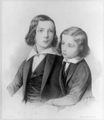 Братья Антон (15 лет) и Николай (9 лет) Рубинштейны в детском возрасте. Репродукция работы неизвестного художника. 1844